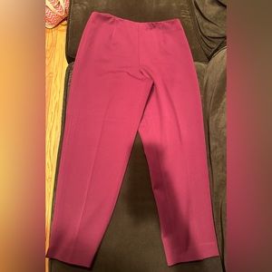 Talbots Burgundy Classic Stretch  Side Zip Flat Front Ankle Pants Sz 14P